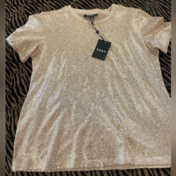 Dkny Tops - DKNY Women's Short Sleeve Sequin Tee - Champagne color